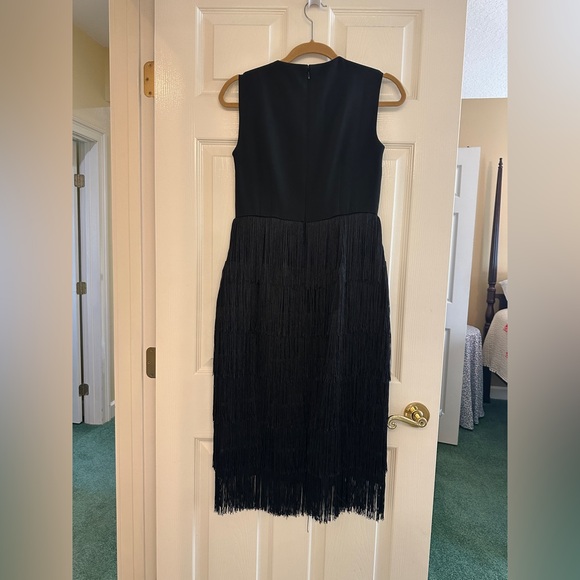 Ann Taylor Sleeveless Fringe Black Cocktail Dress – Midi Length - size 6 Petite - Picture 6 of 6